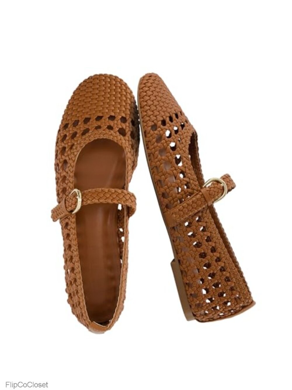 Woven Mary Jane Flats Adjustable Strap Cushioned Ballet Shoes